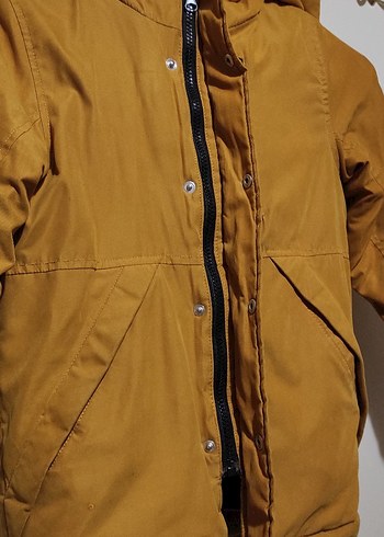 hardal sarısı Kapüşonlu Erkek Çocuk Kaban - Görsel 2