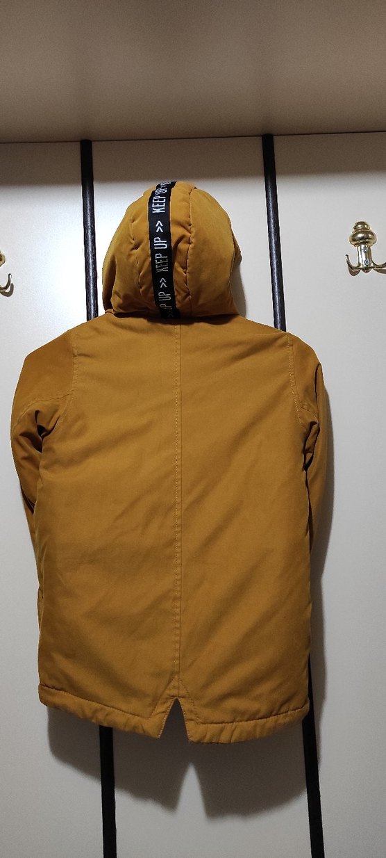 hardal sarısı Kapüşonlu Erkek Çocuk Kaban - Görsel 4