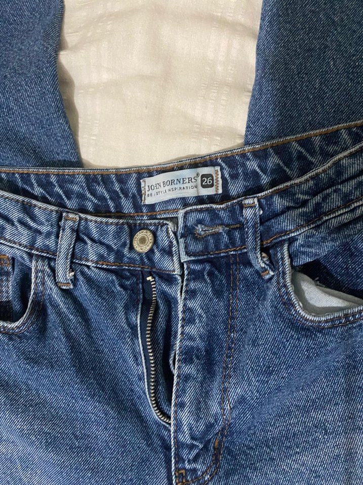 3 adet mavi, krem kadın kot denim pantolon - Görsel 5