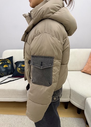 Bej Düğmeli Midi Kadın mont - Görsel 4