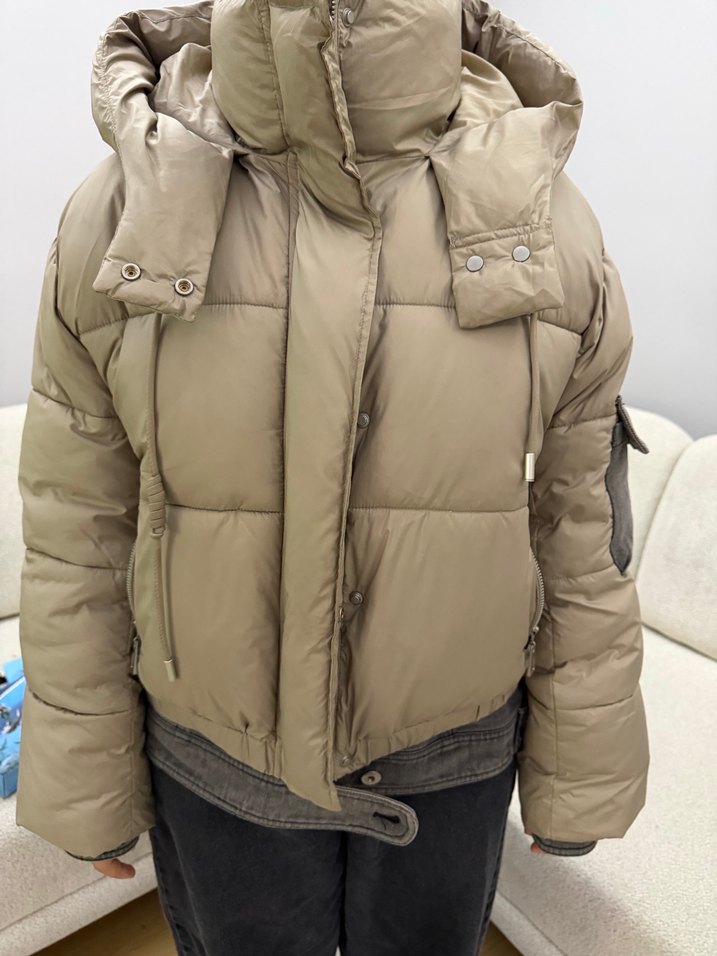 Bej Düğmeli Midi Kadın mont - Görsel 3