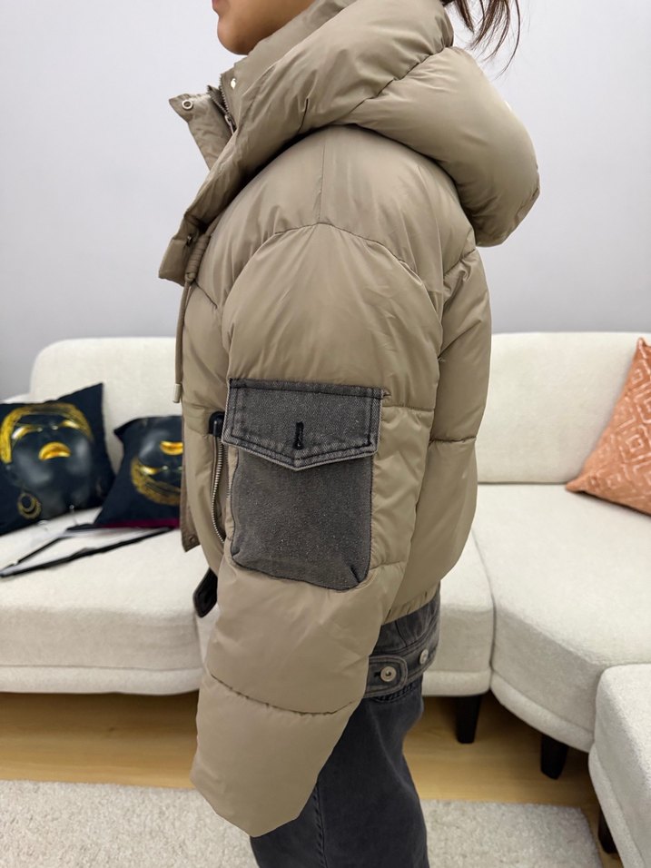 Bej Düğmeli Midi Kadın mont - Görsel 4