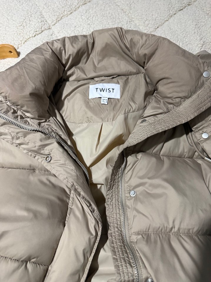 Bej Düğmeli Midi Kadın mont - Görsel 2