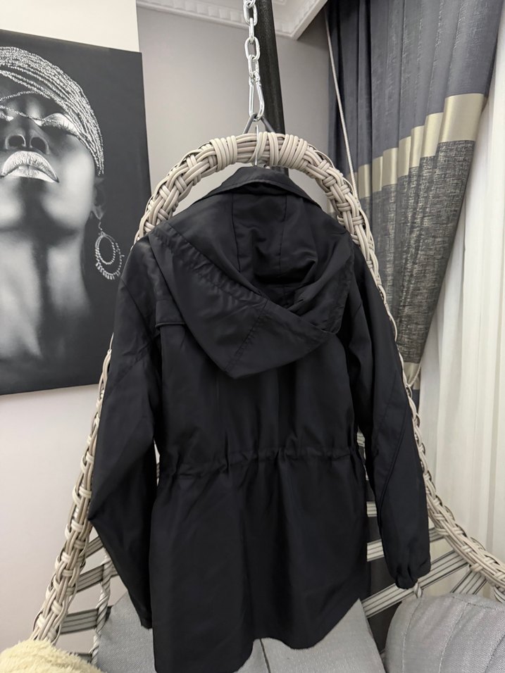 Siyah Kemerli Midi Kadın Ceket - Görsel 3