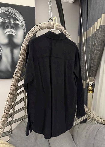 Siyah Kadın Uzun Kollu Gömlek - Görsel 2