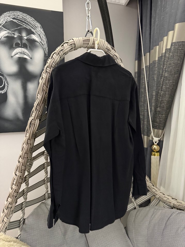 Siyah Kadın Uzun Kollu Gömlek - Görsel 2
