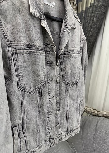 Gri Düğmeli Kadın Denim Ceket - Görsel 2