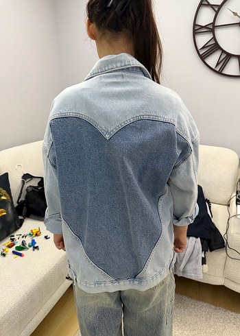 Düğmeli Oversize Kadın Denim Ceket - Görsel 2