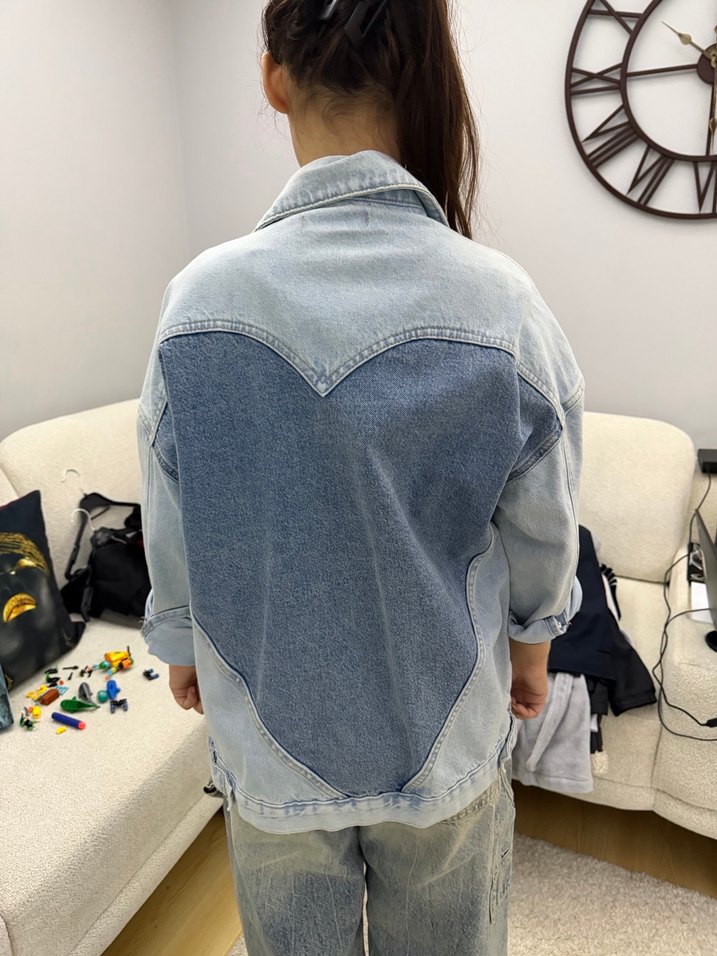 Düğmeli Oversize Kadın Denim Ceket - Görsel 2