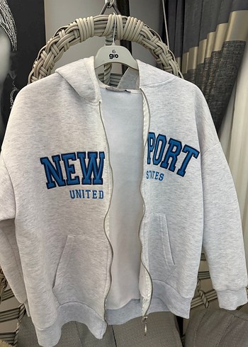 Gri Fermuarlı Kadın Sweatshirt xs s m - Görsel 2