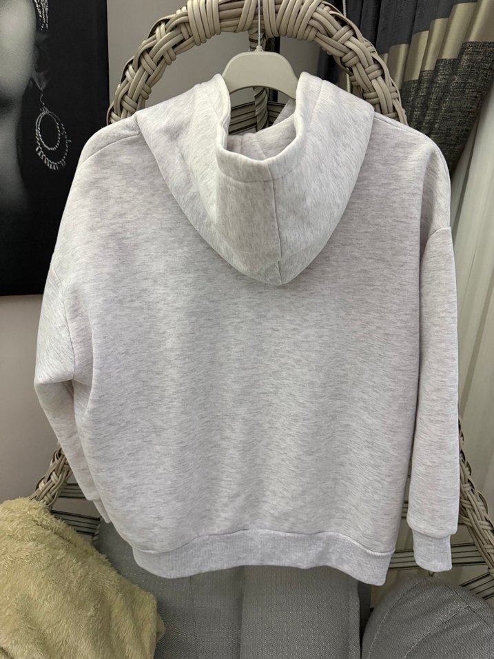 Gri Fermuarlı Kadın Sweatshirt xs s m - Görsel 3