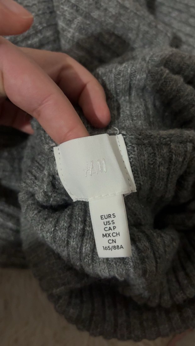 Gri Örgü Boğazlı Kadın H&M Kazak - Görsel 3