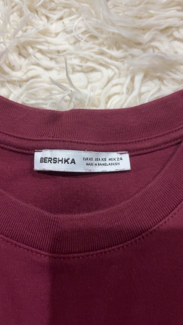 Bordo Basic Bershka Tişört - Görsel 2
