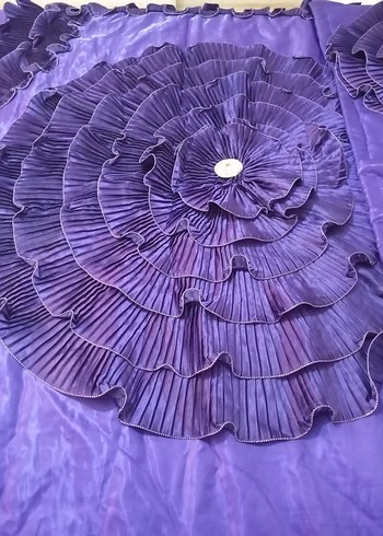 Koyu Mor Nakışlı Yatak Örtüsü - Görsel 4