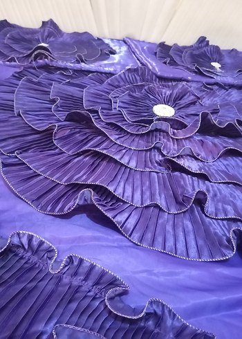 Koyu Mor Nakışlı Yatak Örtüsü - Görsel 7