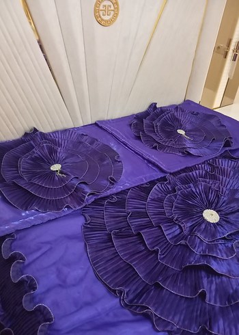 Koyu Mor Nakışlı Yatak Örtüsü - Görsel 9