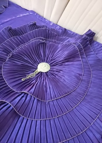 Koyu Mor Nakışlı Yatak Örtüsü - Görsel 8