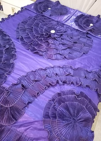 Koyu Mor Nakışlı Yatak Örtüsü - Görsel 6