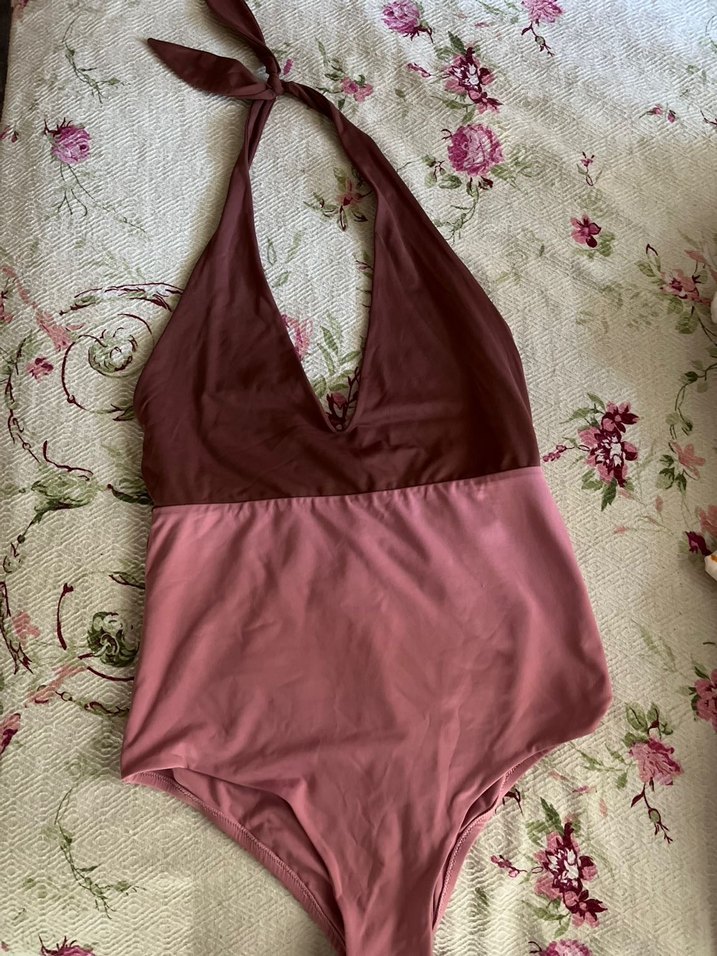 Bordo Pembe Bohem Tarzı Askılı Mayo - Görsel 2