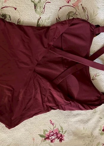 Bordo Askılı Drapeli Kadın Mayo AYJE marka - Görsel 5