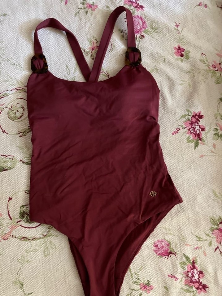 Bordo Askılı Drapeli Kadın Mayo AYJE marka - Görsel 3