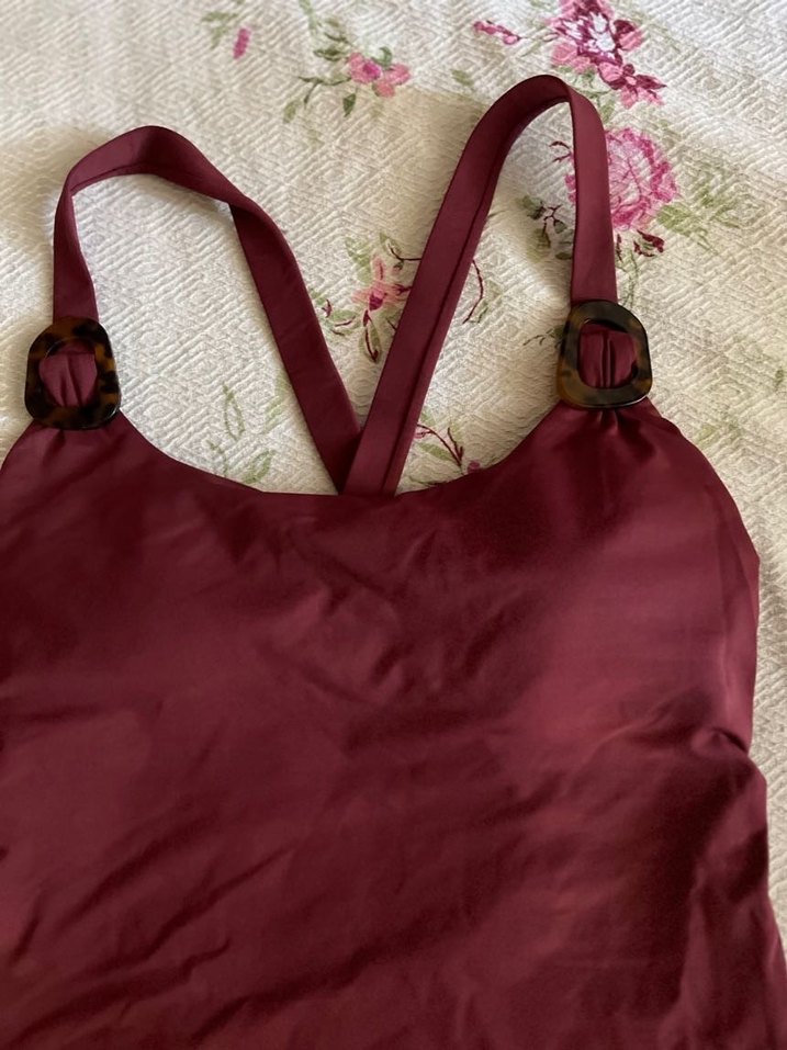 Bordo Askılı Drapeli Kadın Mayo AYJE marka - Görsel 2