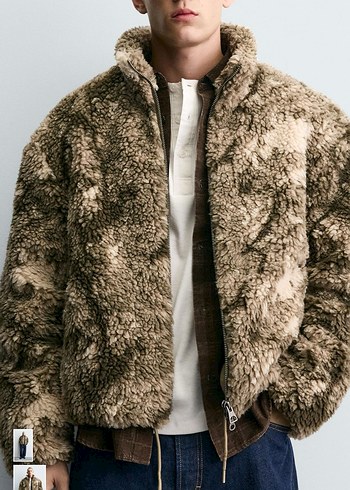 zara desenli suni ceket - Görsel 5