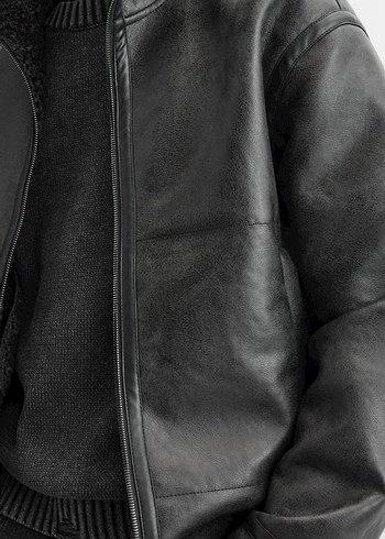 zara çift yüzlü suni deri ceket - Görsel 6