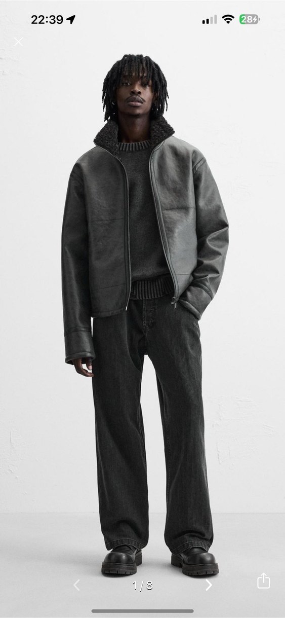 zara çift yüzlü suni deri ceket - Görsel 4