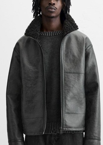 zara çift yüzlü suni deri ceket - Görsel 4