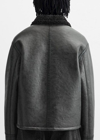 zara çift yüzlü suni deri ceket - Görsel 3