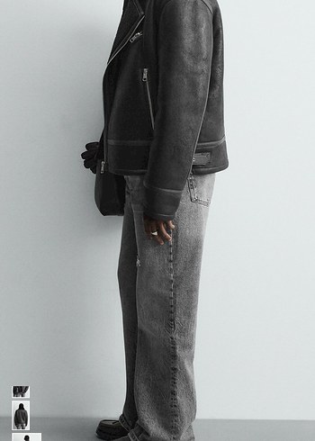 zara kontrast deri ceket - Görsel 7