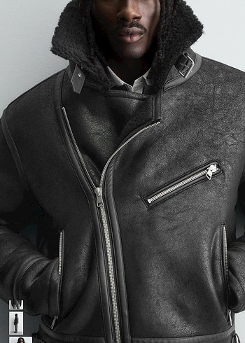 zara kontrast deri ceket - Görsel 6