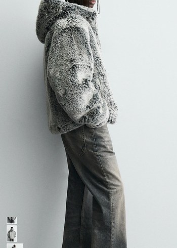 zara suni kürk kapüşonlu ceket - Görsel 4