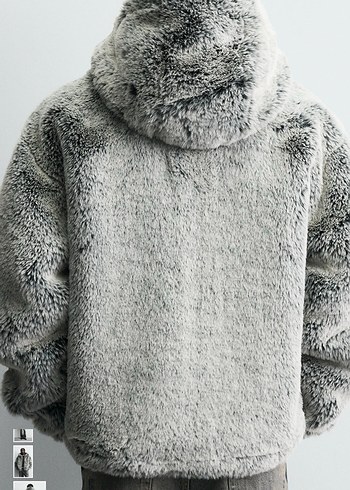 zara suni kürk kapüşonlu ceket - Görsel 3