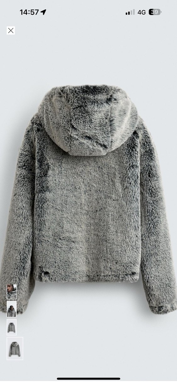 zara suni kürk kapüşonlu ceket - Görsel 5