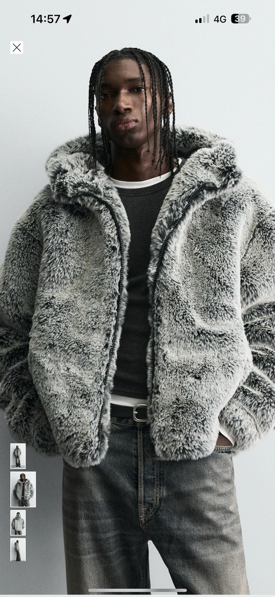 zara suni kürk kapüşonlu ceket - Görsel 2