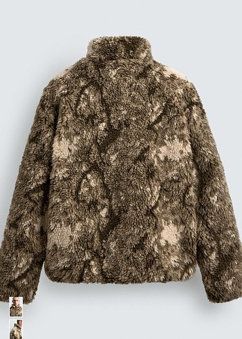 zara desenli suni yünlü ceket - Görsel 5