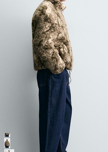 zara desenli suni yünlü ceket - Görsel 4