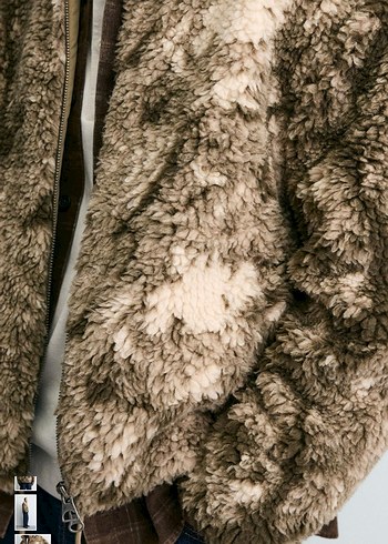 zara desenli suni yünlü ceket - Görsel 8