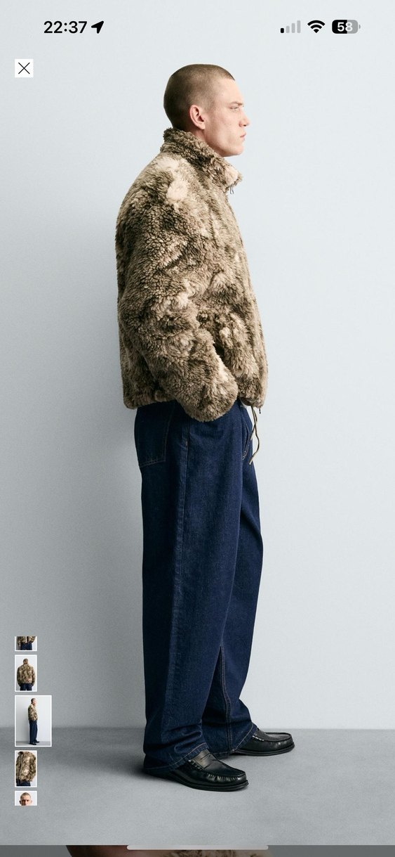 zara desenli suni yünlü ceket - Görsel 4