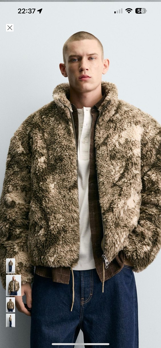 zara desenli suni yünlü ceket - Görsel 2