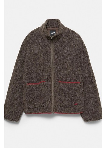 pull bear nakışlı suni yünlü ceket - Görsel 6