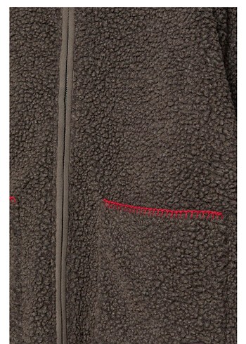 pull bear nakışlı suni yünlü ceket - Görsel 9