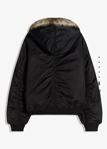 bershka suni kürk yakalı teknik ceket - Görsel 6
