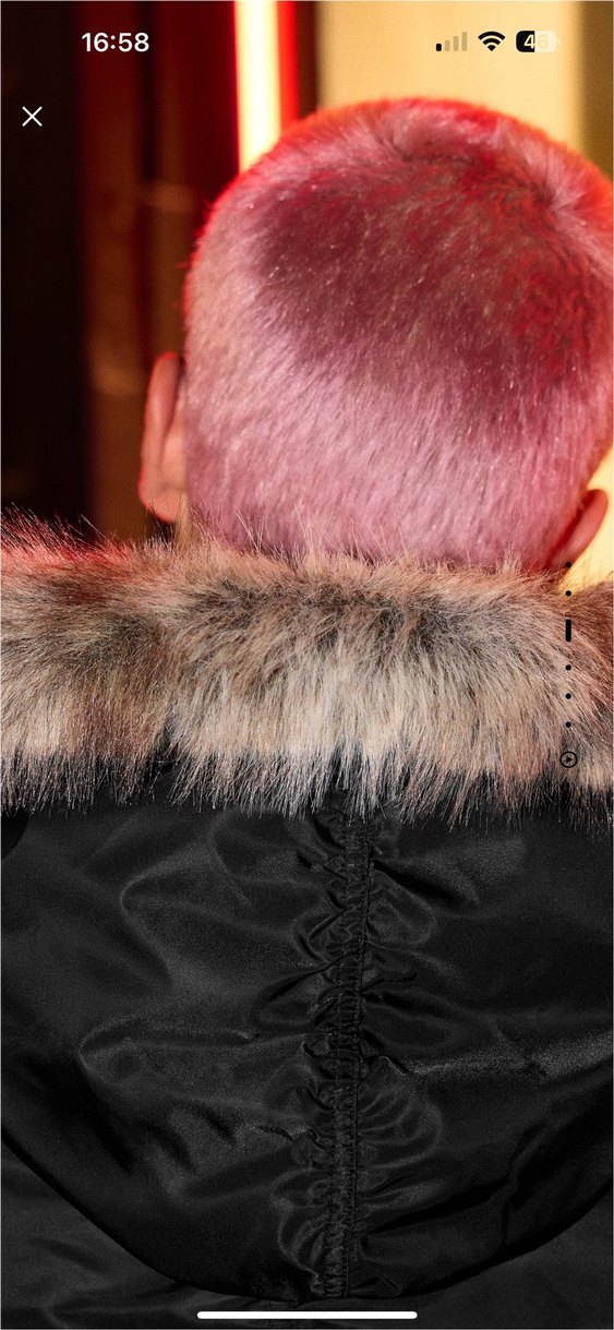 bershka suni kürk yakalı teknik ceket - Görsel 3