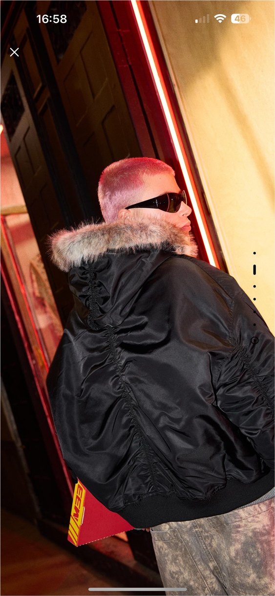 bershka suni kürk yakalı teknik ceket - Görsel 2