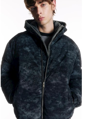 pull bear batık desenli şişme ceket - Görsel 5