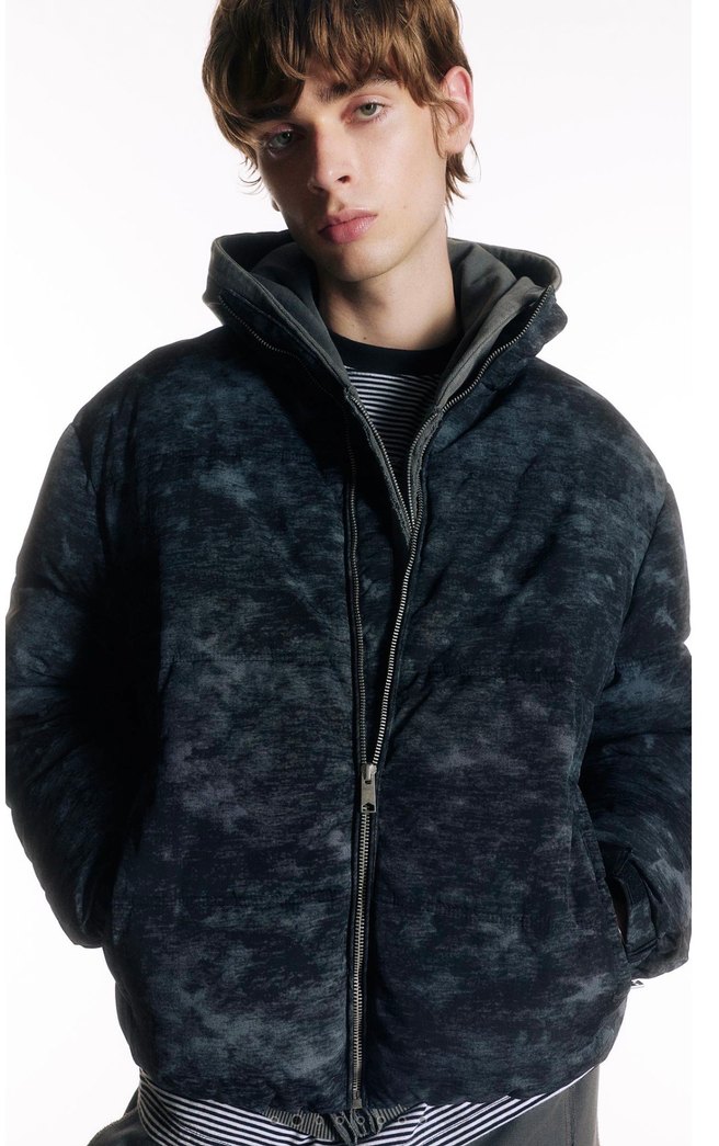 pull bear batık desenli şişme ceket - Görsel 5