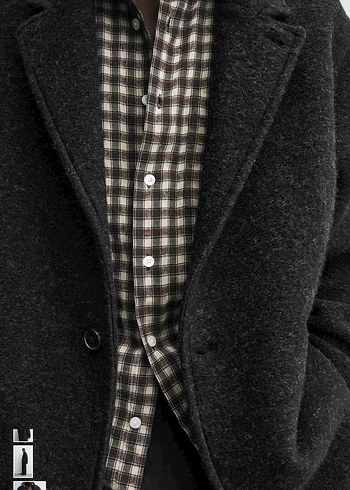 zara viral kruvaze yün karışımlı kaban - Görsel 7